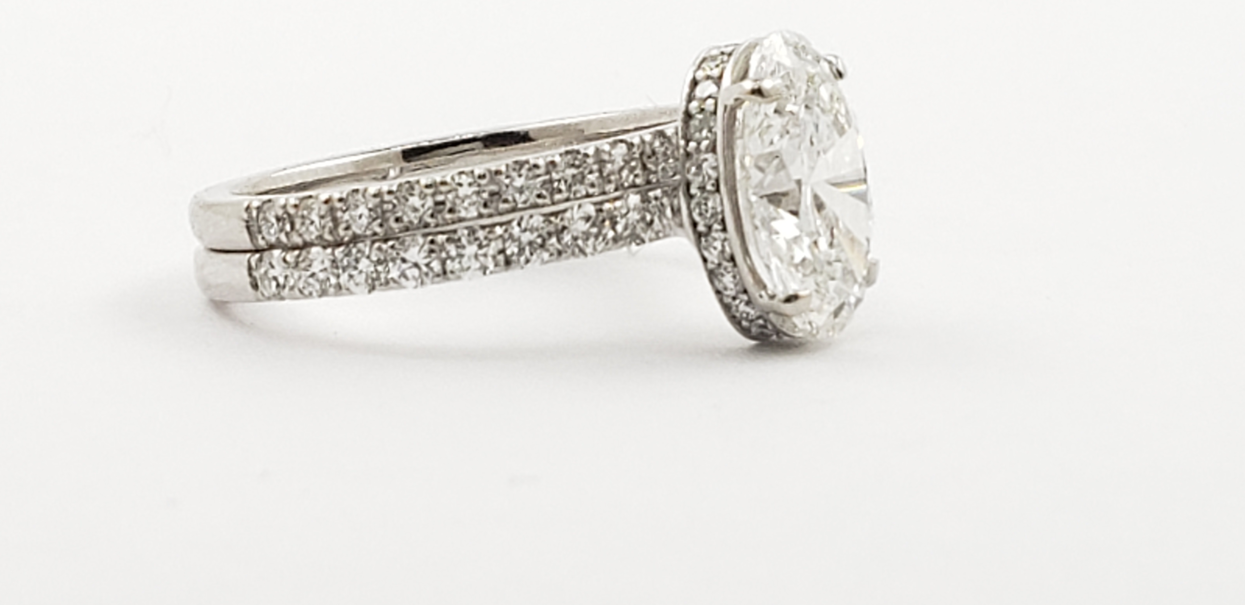 Oval Shape Bridal Set with Hidden Halo